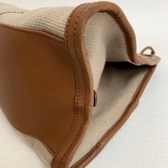 Bottega Veneta Caramel Leather & Taupe Canvas Hand to Crossbody Strap Bag w/ COA - Picture 9 of 16